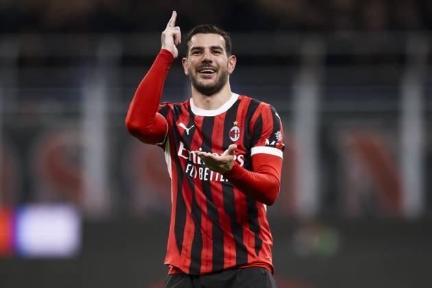 AC Milan v US Lecce - Serie A Theo Hernandez of AC Milan celebrates after scoring a goal during the Serie A football match between AC Milan and US Lecce. Milan Italy Copyright: xNicolòxCampox