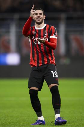 AC Milan v US Lecce - Serie A Theo Hernandez of AC Milan celebrates after scoring a goal during the Serie A football match between AC Milan and US Lecce. Milan Italy Copyright: xNicolòxCampox