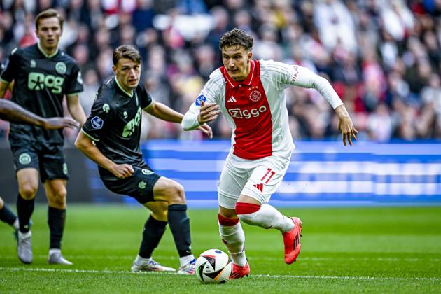 AFC Ajax Amsterdam forwarder Mika Godts, during the match Ajax - Groningen at the Johan Cruijff ArenA for the Dutch eredivisie season 2024-2025 in AMSTERDAM, Netherlands on 6 oktober 2024, (photo by Stefan Koops EYE4images DeFodi Images) Defodi-746_193559