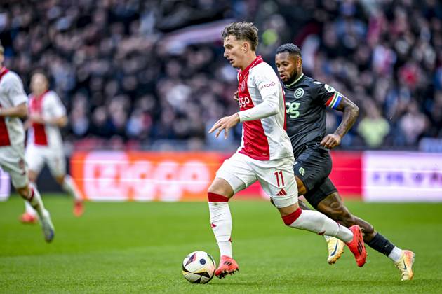 AFC Ajax Amsterdam forwarder Mika Godts, during the match Ajax - Groningen at the Johan Cruijff ArenA for the Dutch eredivisie season 2024-2025 in AMSTERDAM, Netherlands on 6 oktober 2024, (photo by Stefan Koops EYE4images DeFodi Images) Defodi-746_193568
