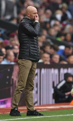 Football - 2024 2025 Premier League - Aston Villa vs Manchester United, ManU - Villa Park - Sunday 6th October 2024 Manchester United manager Erik ten Hag looks dejected