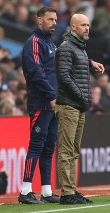 Football - 2024 2025 Premier League - Aston Villa vs Manchester United, ManU - Villa Park - Sunday 6th October 2024 Manchester United manager Erik ten Hag and Ruud van Nistelrooy