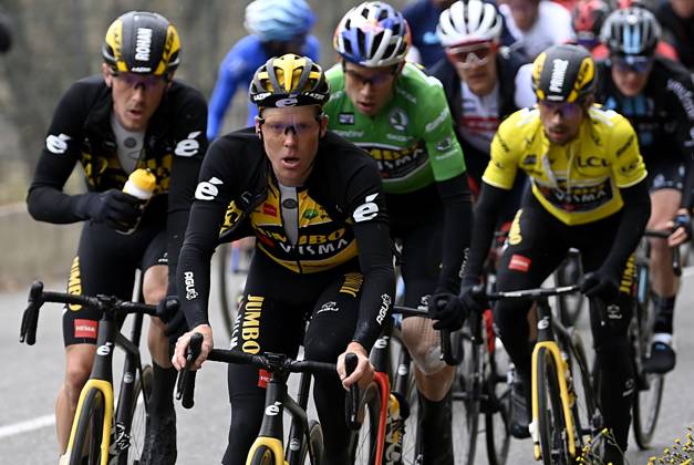 Paris - Nice 2022 - stage 8 NICE, FRANCE - MARCH 13 : Kruijswijk Steven (NED) of Team Jumbo-Visma, Dennis Rohan (AUS) of Team Jumbo-Visma, Van Aert Wout (BEL) of Team Jumbo-Visma & Roglic Primoz (SLO) of Team Jumbo-Visma during stage 8 and final stage of the 80th edition of the Paris - Nice cycling race, a stage of 115,6km with start and finish in Nice on March 13, 2022 in Nice, France, 13 03 2022 ( Motordriver Kenny Verfaillie - Nice France Copyright: xNicoxVereeckenx 10971685-050