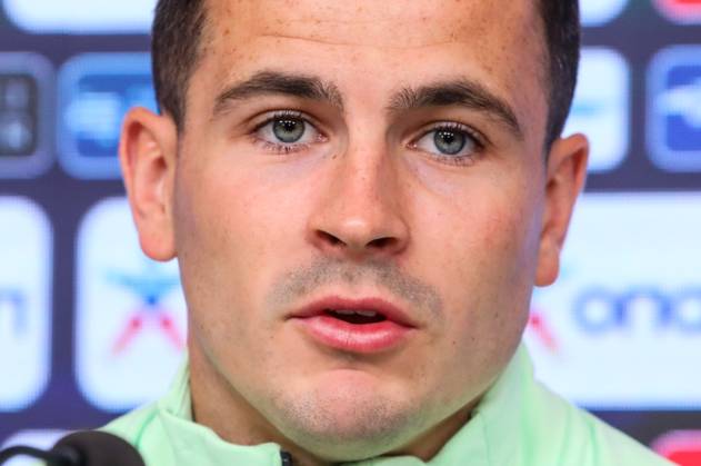 Republic of Ireland press conference, PK, Pressekonferenz Georgios Karaiskakis Stadium, Athens, Greece 12 10 2024 Josh Cullen Josh Cullen 12 10 2024 Copyright: x INPHO InTime DimitrisxBirntachasx BHX_9763