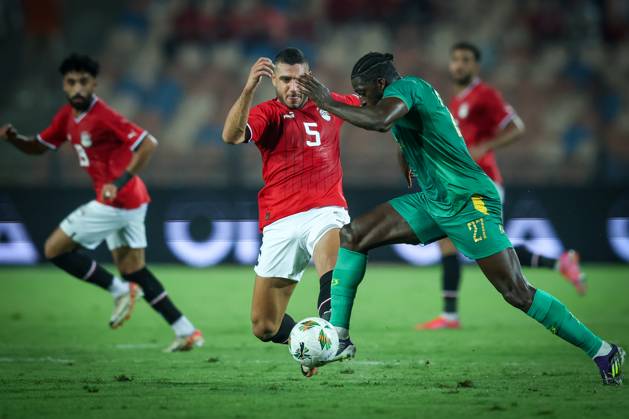 Egypt vs Mauritania - Africa Cup Of Nations Qualifier Ramy Rabiaa of Egypt battles for possession with Aboubakar Kamara of Mauritania during the Africa Cup of Nations Qualifiers 2025, match number 61, between Egypt and Mauritania at Cairo International Stadium in Cairo, Egypt, on October 11, 2024. Cairo Egypt Copyright: xAymanxArefx originalFilename:aref-notitle241011_nps7f