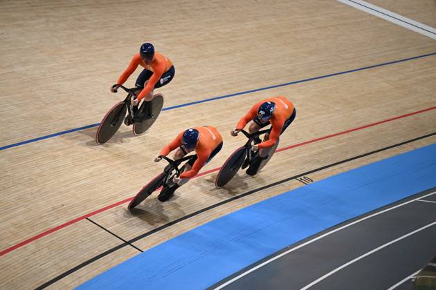16-10-2024 World Championships Elite Track; Giornata 01; 2024, Olanda; Hoogland, Jeffrey; Lavreysen, Harrie; Van Den Berg, Roy; Velodromo Ballerup;