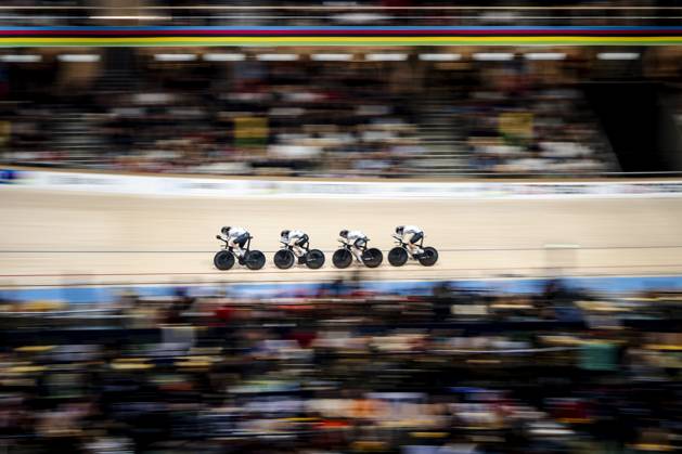 Bilder des Jahres 2024, Sport 10 Oktober Sport Themen der Woche KW42 Sport Bilder des Tages Franziska Brausse, Lisa Klein, Mieke Kroger and Laura Sussemilch from Germany during the first round of the women s 4000 meter team pursuit on the second day of the World Championship, WM, Weltmeisterschaft in Track cycling, Rad, Radsport, Bahnrad, Bahn in Ballerup Super Arena Thursday, October 17, 2024. , Ballerup Denmark Copyright: RitzauxScanpix MadsxClausxRasmussenx spdk20241017-191316-L