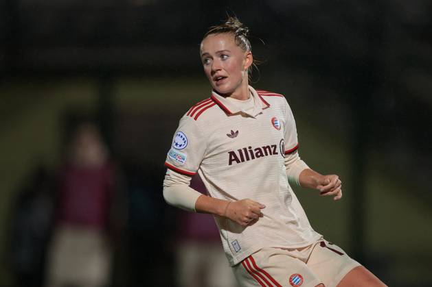 Biella, Italy, 16th October 2024. Lea Schuller of Bayern Munchen during the UEFA Womens Champions League match at Stadio Comunale Vittorio Pozzo Lamarmora, Biella. Picture credit should read: Jonathan Moscrop Sportimage EDITORIAL USE ONLY. No use with unauthorised audio, video, data, fixture lists, club league logos or live services. Online in-match use limited to 120 images, no video emulation. No use in betting, games or single club league player publications. SPI-3372-0088
