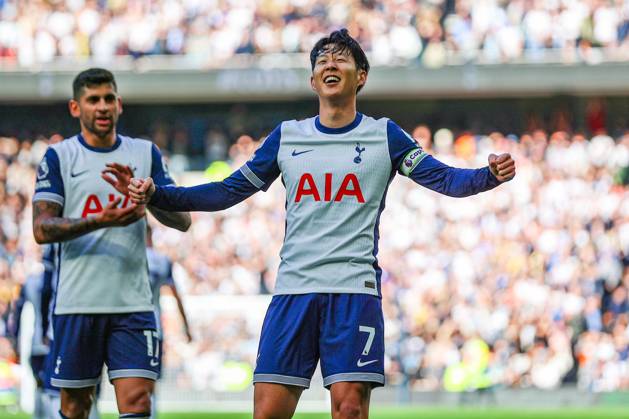 Tottenham Hotspur FC v West Ham United FC Heung-Min Son of Tottenham Hotspur scores a GOAL 4-1 and celebrates during the Tottenham Hotspur FC v West Ham United FC English Premier League match at the Tottenham Hotspur Stadium, London, England, United Kingdom on 19 October 2024 Editorial use only. All images are copyright Every Second Media Limited. No images may be reproduced without prior permission. All rights reserved. Premier League and Football League images are subject to licensing agreements with Football DataCo Limited. see https: www.football-dataco.com Copyright: xIMAGO EveryxSecondxMediax ESM-1174-0034