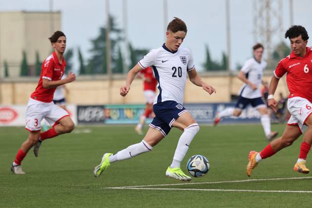 TA™ QALI, MALTA - OCTOBER 24: Igor Tyjon of England is in action during the UEFA European Under-17 Championship 2025 Group 1 qualifying soccer match between England and Malta at the Centenary Stadium, Ta™ Qali, Malta on October 24, 2024. England v Malta - Under-17 Championship UEFA Qualifying 2025 UEFA_U17_QLFY_25