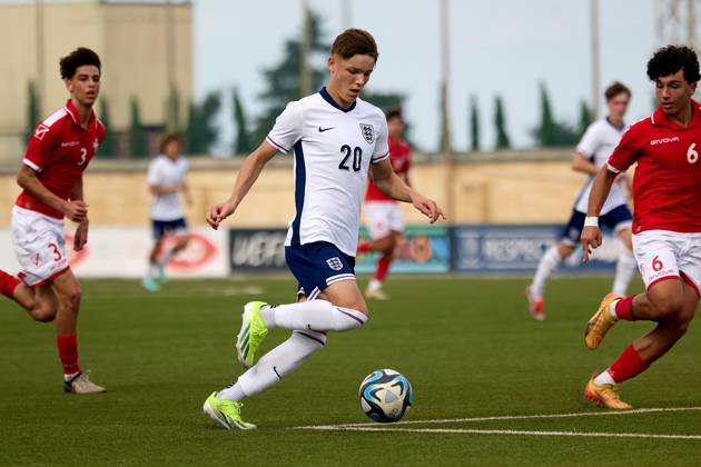 TA™ QALI, MALTA - OCTOBER 24: Igor Tyjon of England is in action during the UEFA European Under-17 Championship 2025 Group 1 qualifying soccer match between England and Malta at the Centenary Stadium, Ta™ Qali, Malta on October 24, 2024. England v Malta - Under-17 Championship UEFA Qualifying 2025 UEFA_U17_QLFY_25