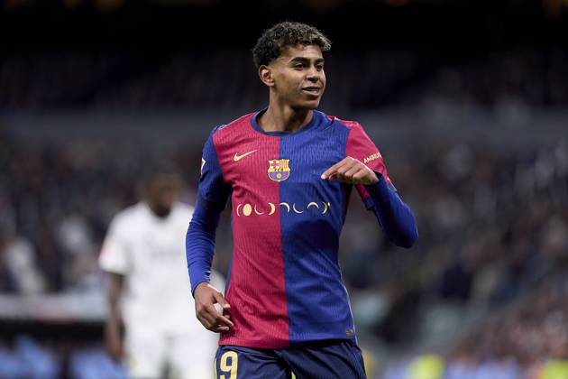 Lamine Yamal of FC Barcelona, Barca celebrates after scoring his team s third goal during the LaLiga EA Sports match between Real Madrid CF and FC Barcelona at Estadio Santiago Bernabeu on October 26, 2024 in Madrid, Spain. (Photo by: LGM Panoramic) FOOTBALL : Real Madrid CF vs FC Barcelona- LaLiga EA Sports - 26 10 2024 LGM Panoramic
