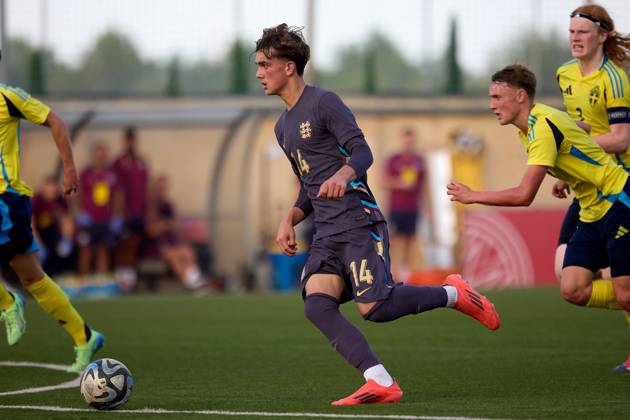 TA™ QALI, MALTA - OCTOBER 30: Max Dowman of England forward with the ball during the UEFA European Under-17 Championship 2025 Group 1 qualifying soccer match between Sweden and England at the Centenary Stadium, Ta™ Qali, Malta on October 30, 2024. Sweden v England Under-17 Championship UEFA Qualifying 2025 UEFA_U17_QLFY_25