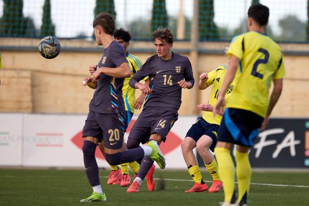 TA™ QALI, MALTA - OCTOBER 30: Max Dowman of England is in action during the UEFA European Under-17 Championship 2025 Group 1 qualifying soccer match between Sweden and England at the Centenary Stadium, Ta™ Qali, Malta on October 30, 2024. Sweden v England Under-17 Championship UEFA Qualifying 2025 UEFA_U17_QLFY_25