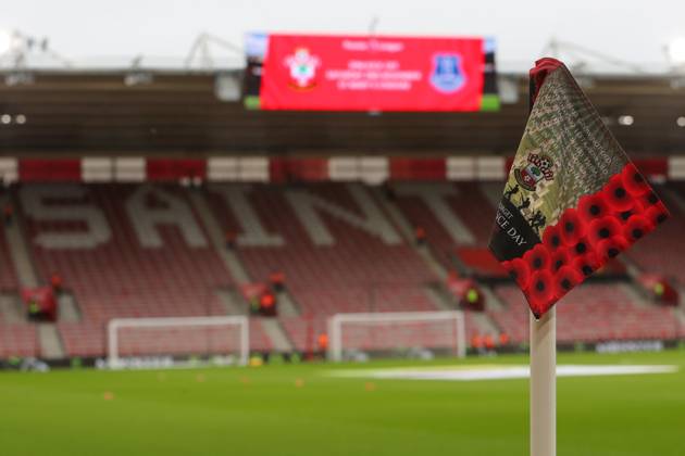Football - 2024 2025 Premier League - Southampton vs Everton - St Mary™s Stadium - Saturday 2nd November 2024 A Remembrance Day corner flag before kick off at St Mary™s Stadium COLORSPORT Shaun Boggust
