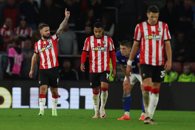 Football - 2024 2025 Premier League - Southampton vs Everton - St Mary™s Stadium - Saturday 2nd November 2024 Adam Armstrong of Southampton celebrates scoring his side winning goal during the Premier League match at St Mary™s Stadium COLORSPORT Shaun Boggust
