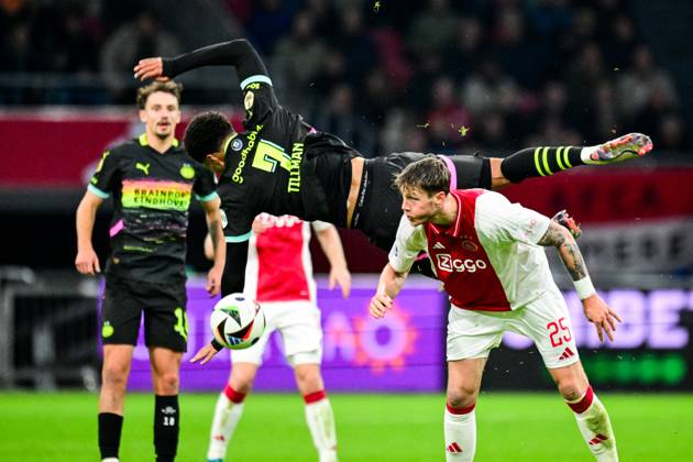 AMSTERDAM - (l-r) Malik Tillman of PSV Eindhoven, Wout Weghorst of Ajax during the Dutch Eredivisie match between Ajax Amsterdam and PSV Eindhoven at the Johan Cruijff ArenA on Nov. 2, 2024 in Amsterdam, Netherlands. ANP OLAF KRAAK Dutch Eredivisie 2024 25 xVIxANPxSportx xxANPxIVx 512499406 originalFilename: 512499406