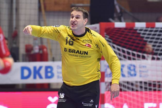 Jubel bei Nebojsa Simic (Torwart MT Melsungen 16) , GER, MT Melsungen - SC Magdeburg, Handball, 1. Bundesliga, 10. Spieltag, Saison 2024 2025, 16.11.2024, GER, MT Melsungen - SC Magdeburg, Handball, 1. Bundesliga, 10. Spieltag, Saison 2024 2025, 16.11.2024 Kassel Copyright: xEibner-Pressefotox xRolandxSippelx EP_RSL