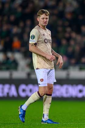 Cercle Brugge v Heart of Midlothian Europa Conference League 28 11 2024. Matchday 4 of 6 Frankie Kent of Hearts during the Europa Conference League match between Cercle Brugge and Heart of Midlothian at the Jan Breydel Stadion, Brugge, Belguim on 28 November 2024. Editorial use only , Copyright: xMalcolmxMackenzie HeartsxFCx PSI-20881-0065
