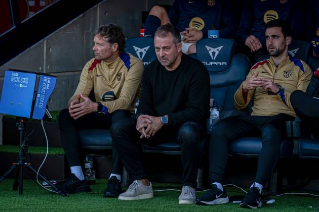 November 30, 2024, Barcelona, Spain: Head Coach Hansi Flick FC Barcelona, Barca looks on during a La Liga EA Sports match between FC Barcelona and UD Las Palmas at Estadi Olimpic Lluis Companys. Final Score: FC Barcelona 1:2 UD Las Palmas Barcelona Spain - ZUMAs197 20241130_aaa_s197_336 Copyright: xFelipexMondinox