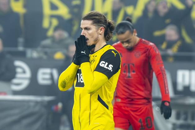 30.11.2024: Fußball: Borussia Dortmund - FC Bayern München, 12. Spieltag im Signal-Iduna-Park. Dortmunds Marcel Sabitzer ärgert sich. WICHTIGER HINWEIS: Gemäß den Vorgaben der DFL und des DFB ist es untersagt, in dem Stadion und oder vom Spiel angefertigte Fotoaufnahmen in Form von Sequenzbildern und oder videoähnlichen Fotostrecken zu verwerten bzw. verwerten zu lassen. Copyright: xKirchner DavidxInderliedx