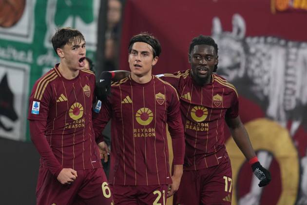 Roma s Niccolo Pisilli celebrates after scoring 3-1 during the Serie A EniLive soccer match between Roma and Lecce at the Rome s Olympic stadium, Italy - Saturday December 7, 2024 - Soccer ( Photo by Alfredo Falcone LaPresse )  Copyright: xAlfredoxFalcone LaPressex