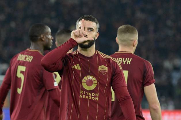 Romaâ??s Mario Hermoso celebrates after scoring the goal 3-0 during the UEFA Europa League 2024-2025 football match between AS Roma and SC Braga at the Olympic Stadium in Rome on December 12, 2024. Copyright: xFabrizioxCorradetti IPAxSportx xipa-agency.netx xx IPA_52347642 IPA_Agency_IPA52347642
