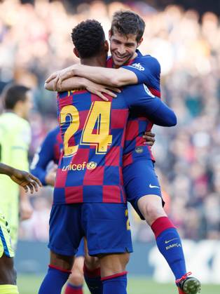FC Barcelona, Barca v Getafe CF - La Liga Sergi Roberto of FC Barcelona celebrates a goal during the Liga match between FC Barcelona and Getafe CF at Camp Nou on February 15, 2020 in Barcelona, Spain. (Photo by DAX ESPA-Images) Barcelona Barcelona USA EDITORIAL USE ONLY Copyright: xx ZUMA-20200215_zaf_cs12_083.jpg ESPAxPhotoxAgencyx csmphototwo657627