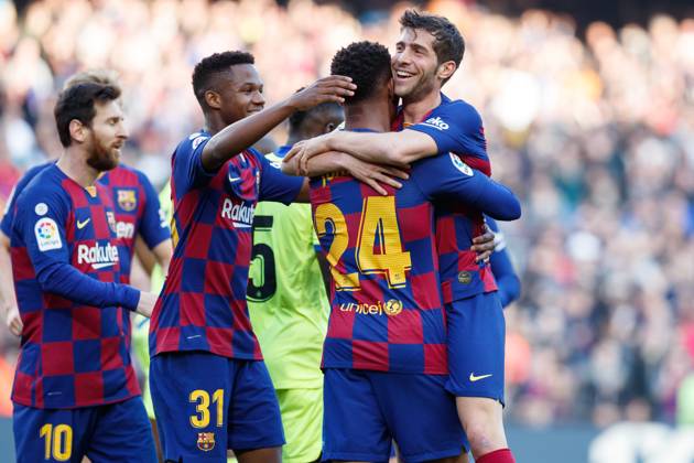 FC Barcelona, Barca v Getafe CF - La Liga Sergi Roberto of FC Barcelona celebrates a goal during the Liga match between FC Barcelona and Getafe CF at Camp Nou on February 15, 2020 in Barcelona, Spain. (Photo by DAX ESPA-Images) Barcelona Barcelona USA EDITORIAL USE ONLY Copyright: xx ZUMA-20200215_zaf_cs12_077.jpg ESPAxPhotoxAgencyx csmphototwo657640