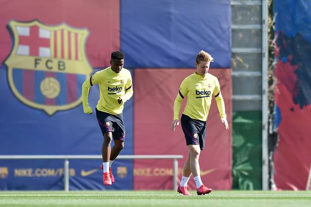FC Barcelona, Barca Training Session and Press Comference BARCELONA, SPAIN - MARCH 06: Ansu Fati and Frenkie de Jong of FC Barcelona during the training session at Ciutat Esportiva Joan Gamper on March 06, 2020 in Barcelona, Spain. (Photo by DAX ESPA-Images) Sant Joan Despo Barcelona USA EDITORIAL USE ONLY Copyright: xx ZUMA-20200306_zaf_cs12_017.jpg ESPAxPhotoxAgencyx csmphototwo667432