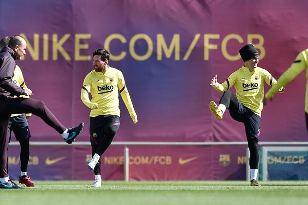 FC Barcelona, Barca Training Session and Press Comference BARCELONA, SPAIN - MARCH 06: Leo Messi and Antoine Griezmann of FC Barcelona during the training session at Ciutat Esportiva Joan Gamper on March 06, 2020 in Barcelona, Spain. (Photo by DAX ESPA-Images) Sant Joan Despo Barcelona USA EDITORIAL USE ONLY Copyright: xx ZUMA-20200306_zaf_cs12_013.jpg ESPAxPhotoxAgencyx csmphototwo667434