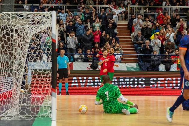 December 18, 2024, Povoa De Varzim, Porto, Portugal: TIAGO BRITO player from Portugal seen celebrating his goal with his teammates during the UEFA Futsal Euro 2026 Qualifying match between Portugal and Netherlands at Pavilhao Municipal da Povoa de Varzim 18, 2024 in Povoa de Varzim, Portugal. Final Score Portugal 4 - 2 Netherlands Povoa De Varzim Portugal - ZUMAl192 20241218_zsp_l192_008 Copyright: xMiguelxLemosx