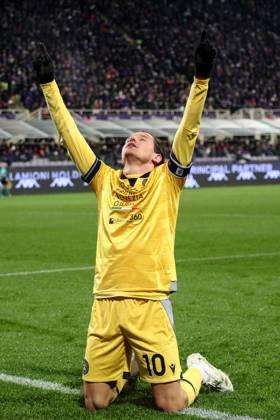 Firenze 23 12 2024 - campionato di calcio serie A Fiorentina-Udinese foto Image nella foto: esultanza gol Florian Thauvin