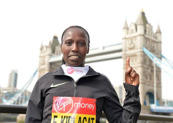 Track and Field: London Marathon-Elite Women Photocall Florence Kiplagat (KEN) poses at the Tower Bridge prior to the 2016 London Marathon in London on Thursday, April 21, 2016. Photo by Jiro Mochizuki London England United Kingdom EDITORIAL USE ONLY Copyright: xImagexofxSportx JiroxMochizukix iosphotos137032