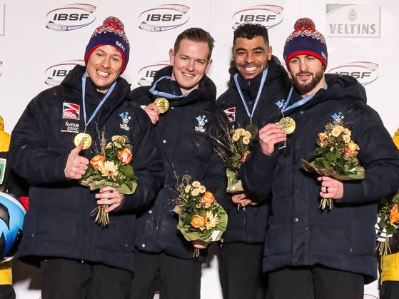 Bilder des Jahres 2025, Sport 01 Januar Sport Themen der Woche KW01 Sport Bilder des Tages WINTERBERG, GERMANY - 5 JANUARY, 2025: Great Britain: Brad Hall, Taylor Lawrence, Arran Gulliver, Greg Cackett IBSF World Cup, 4-man Bobsleigh - IBSF World Cup 2025, 4-man Bobsleigh at Veltins Ice Arena. For editorial use only. Resale or distribution is prohibited.  Copyright: xVitaliixKliuievx