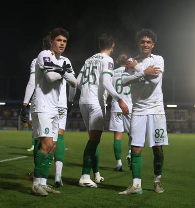 - Chelsea U21, U 21 v Sporting CP U21, Premier League International Cup, Kingsmeadow Stadium, London, UK - 7th January 2025. Daniel Weir Crystal Pix Gabriel Silva of Sporting CP U21 B goal celebration with Flavio Goncalves of Sporting CP U21 B after scoring to put Sporting CP 2-1 ahead. - Chelsea U21 v Sporting CP U21, Premier League International Cup, Kingsmeadow Stadium, London, UK - 7th January 2025. Daniel Weir Crystal Pix London Kingsmeadow Stadium UK Copyright: xDanxWeirx CP_Chelsea_U21_Sporting_CP_U21_15