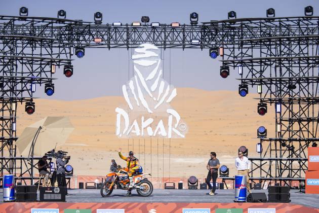 DAKAR 2025 - CEREMONY AND FINISH PODIUM 21 DOVEZE Mathieu (fra), KTM, BAS World KTM Racing Team, FIM W2RC, Rally2, action during the Ceremony and Finish Podium of the Dakar 2025 on January 17, 2025 in Subaytah, Saudi Arabia - SubaytahSaudi Arabia  Copyright: xJULIENxDELFOSSEx