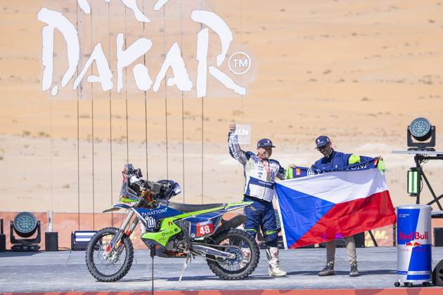DAKAR 2025 - CEREMONY AND FINISH PODIUM 48 PABISKA David (cze), KTM, SP Moto Bohemia, FIM W2RC, Rally2, Original by Motul, action during the Ceremony and Finish Podium of the Dakar 2025 on January 17, 2025 in Subaytah, Saudi Arabia - SubaytahSaudi Arabia  Copyright: xJULIENxDELFOSSEx