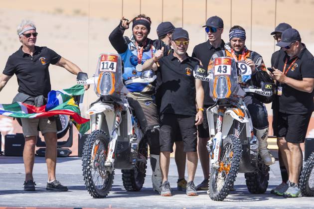 DAKAR 2025 - CEREMONY AND FINISH PODIUM BARNARD Dwain (zaf), KTM, Nomade Racing, FIM W2RC, Rally2, portrait during the Ceremony and Finish Podium of the Dakar 2025 on January 17, 2025 in Subaytah, Saudi Arabia - SubaytahSaudi Arabia  Copyright: xJULIENxDELFOSSEx