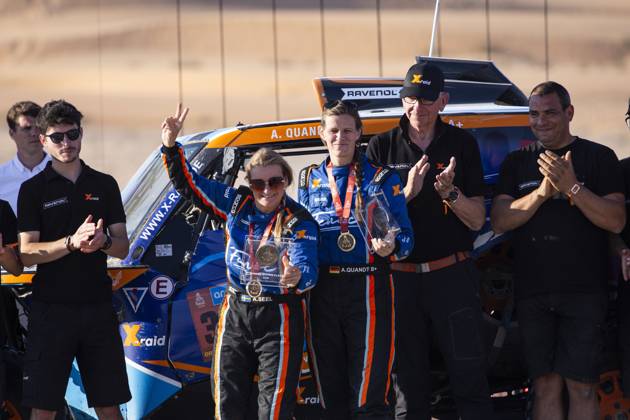 DAKAR 2025 - CEREMONY AND FINISH PODIUM 315 QUANDT Annett (ger), SEEL Annie (swe), X-Raid, X-Raid Team, Challenger T3, action during the Ceremony and Finish Podium of the Dakar 2025 on January 17, 2025 in Subaytah, Saudi Arabia - SubaytahSaudi Arabia  Copyright: xJULIENxDELFOSSEx
