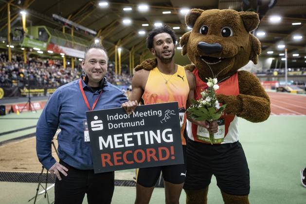 Bilder des Jahres 2025, Sport 01 Januar Sport Themen der Woche KW03 Sport Bilder des Tages Indoor Meeting Dortmund; Dortmund, 18.01.2025 Joshua Hartmann (ASV Köln) läuft 60m Meetingrekord; Indoor Meeting Dortmund im Rahmen der World Athletics Indoor Tour (Bronze) in der Helmut-Körnig-Halle in Dortmund (Deutschland) am 18.01.2025. Copyright: xBEAUTIFULxSPORTS AxelxKohringx