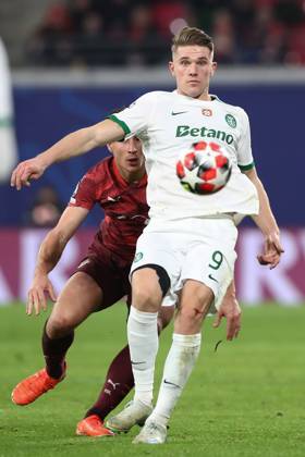 22.01.2025, xtgx, Fussball UEFA Champions League, RB Leipzig - Sporting Lissabon emspor, v.l. Viktor Gyoekeres (Gyökeres, Lissabon, 9) (DFL DFB REGULATIONS PROHIBIT ANY USE OF PHOTOGRAPHS as IMAGE SEQUENCES and or QUASI-VIDEO) Leipzig
