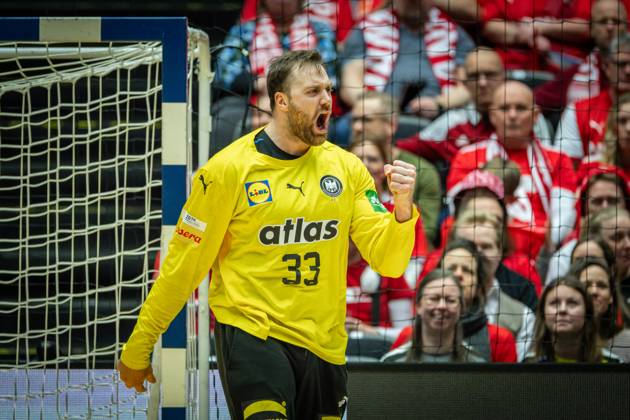 Handball Herning 23.01.2025 IHF Handball World Championship, WM, Weltmeisterschaft Hauptrunde Italien (ITA) - Deutschland (GER) Andreas Wolff (Deutschland, TW, No.33) Jubel