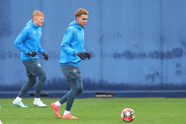 RB Leipzig - Training Champions League Leipzig, 28.01.2025, RBL Trainingszentrum, UEFA Champions League, RB LEIPZIG Abschlusstraining vorm morgigen Spiel bei Sturm Graz , Im Bild: Antonio Nusa , Nur zur redaktionellen Nutzung. Editorial use only. ,