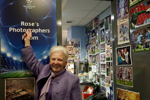 MANCHESTER, UNITED KINGDOM: 21 NOVEMBER 2012 Rose Woolrich who takes care of the Photographers™ Room at the Etihad Stadium prior to the UEFA Champions League Group D soccer match between Manchester City and Real Madrid at the Etihad Stadium, United Kingdom on 21 November 2012. Manchester City FC v Real Madrid FC UCL_2012-2013