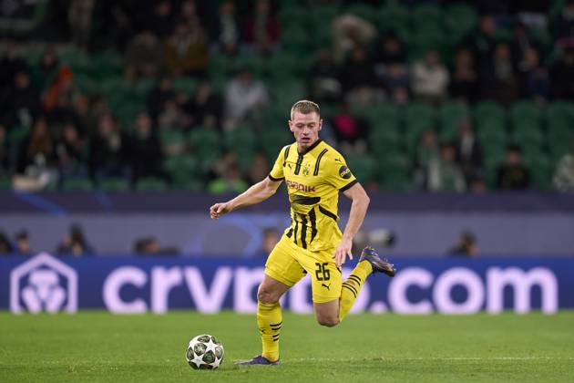 Sporting Clube de Portugal v Borussia Dortmund - UEFA Champions League 2024 25 League Knockout Play-off First Leg Julian Ryerson of Borussia Dortmund is in action during the UEFA Champions League Knockout phase play-offs 1st leg match between Sporting CP and Borussia Dortmund at Jose Alvalade Stadium in Lisbon, Portugal, on February 11, 2025. Lisbon, Portugal Lisbon Portugal Copyright: xJosexManuelxAlvarezxReyx originalFilename:alvarezrey-notitle250211_npM24