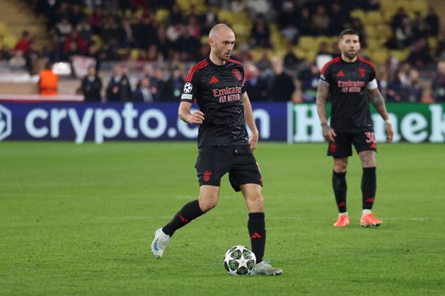 Monaco on February 12, 2025 Uefa Champions League Knockout phase play-offs, 1st leg AS Monaco - SL Benfica, Frederik Aursnes (S.L.Benfica),in aktion, in action, Copyright: JoaquimxFerreira