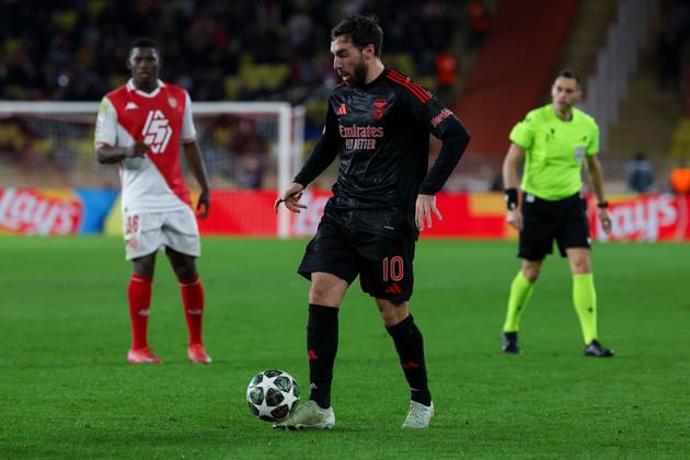 Monaco on February 12, 2025 Uefa Champions League Knockout phase play-offs, 1st leg AS Monaco - SL Benfica, Orkun Kokcu (S.L.Benfica) in aktion, in action, Copyright: JoaquimxFerreira