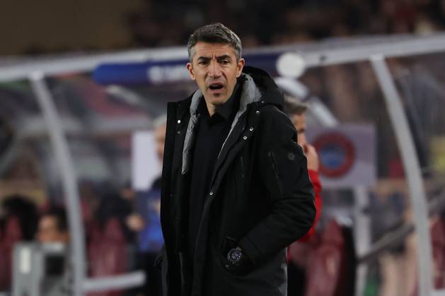 Monaco on February 12, 2025 Uefa Champions League Knockout phase play-offs, 1st leg AS Monaco - SL Benfica, Trainer Head Coach Bruno Lage (S.L.Benfica) enttaeuscht, enttaeuscht schauend, dissapointed, traurig, frustiert, frust, gefrustet Copyright: JoaquimxFerreira