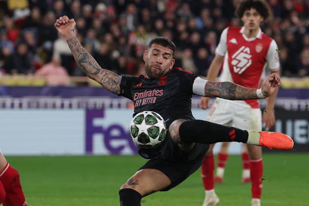 Monaco on February 12, 2025 Uefa Champions League Knockout phase play-offs, 1st leg AS Monaco - SL Benfica, Nicolas Otamendi (S.L.Benfica) in aktion, in action, Copyright: JoaquimxFerreira